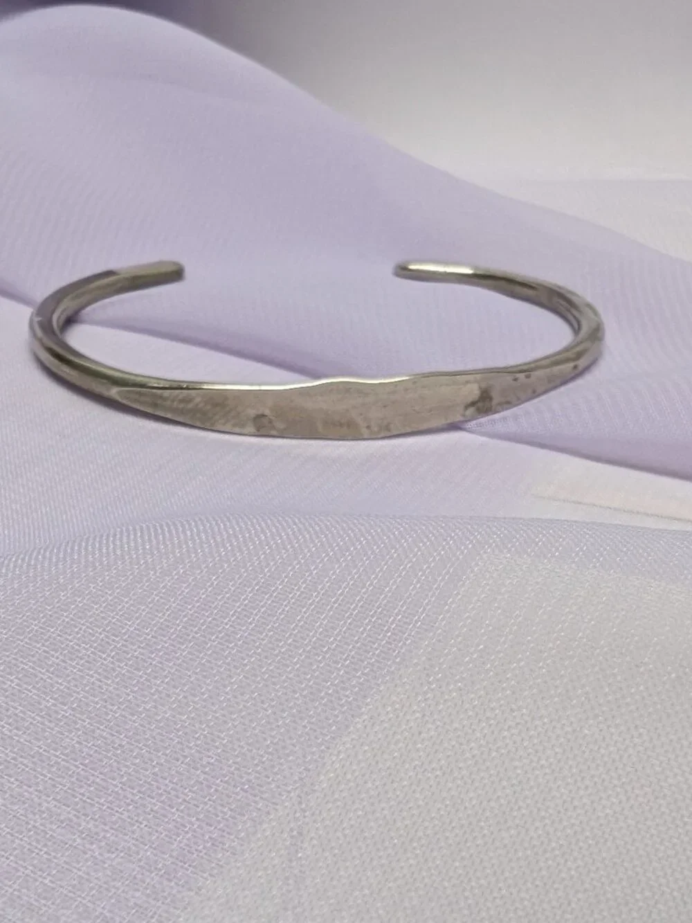 Vintage (80’s) Handmade Hammered Sterling Silver Torque Cuff Bangel Bracelet